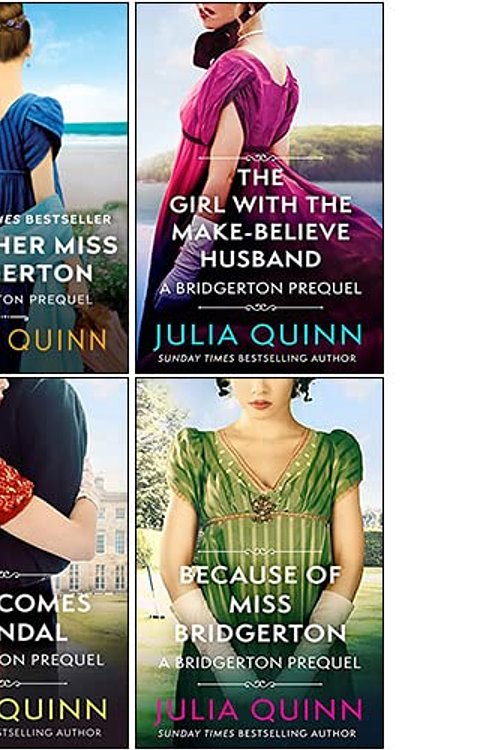 Cover Art for 9789124195700, Julia Quinn Collection 4 Books Set(First Comes Scandal, Because of Miss Bridgerton, The Girl with the Make-Believe Husband, The Other Miss Bridgerton) by Julia Quinn